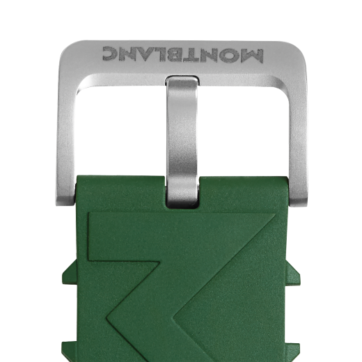 饰以品牌标识的绿色橡胶表带