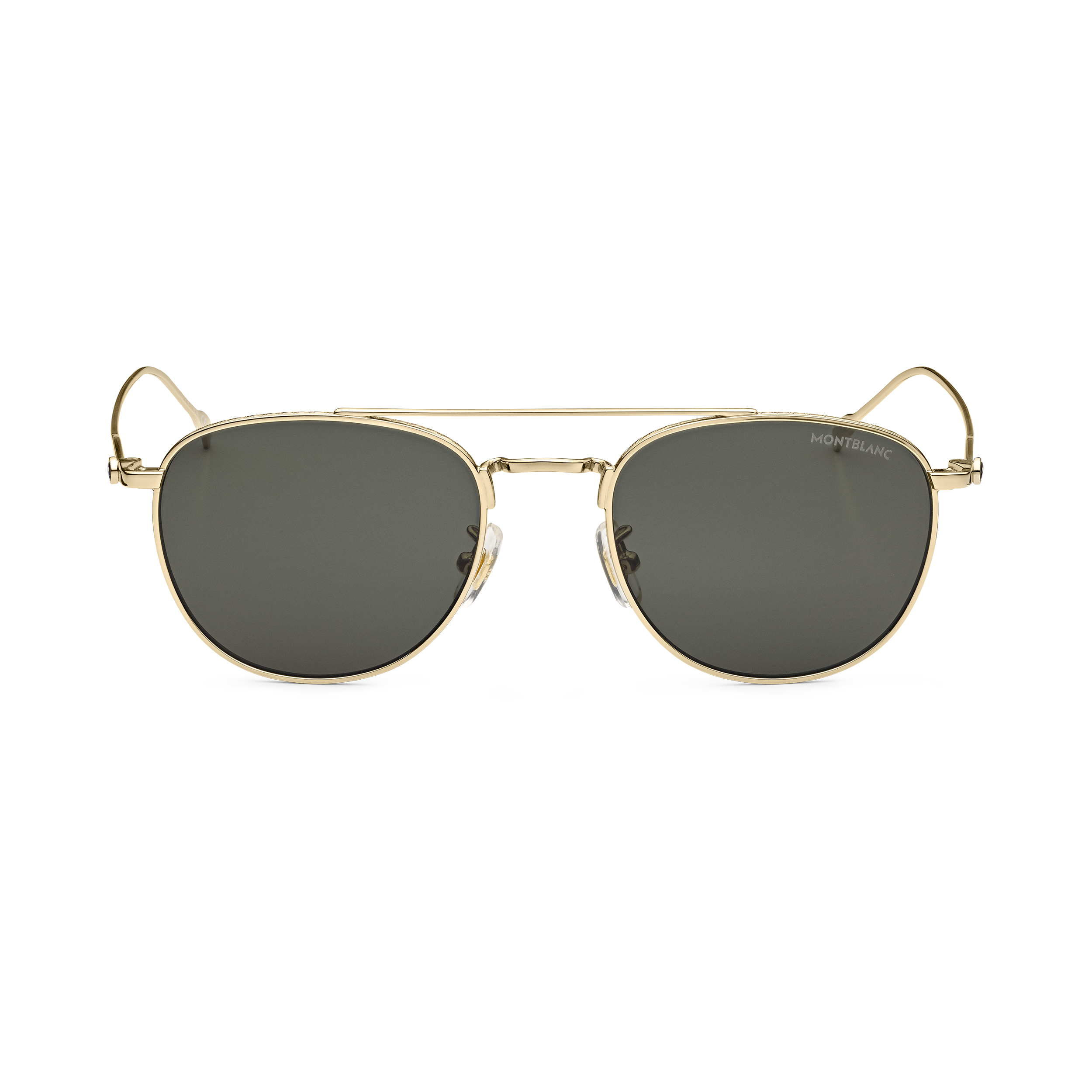 金色金属镜框和灰色镜片圆形太阳镜