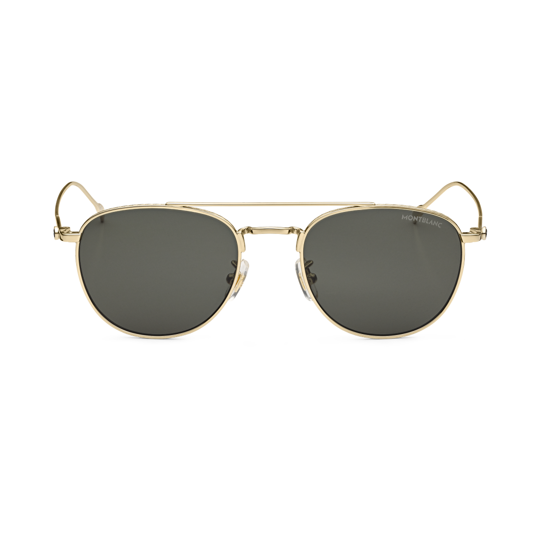 金色金属镜框和灰色镜片圆形太阳镜