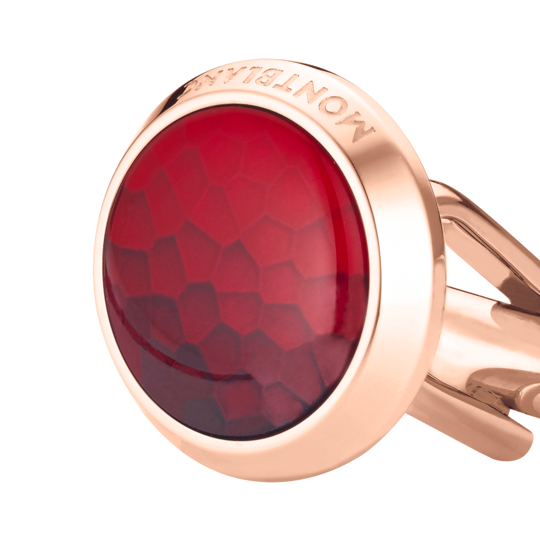 万宝龙圆形精钢红色嵌件袖扣