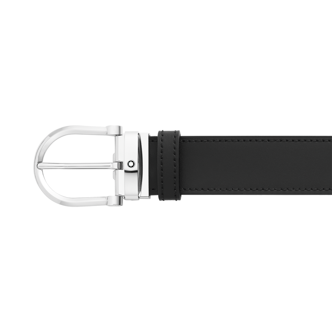 马蹄形带扣黑色/蓝色双面皮带(35毫米)