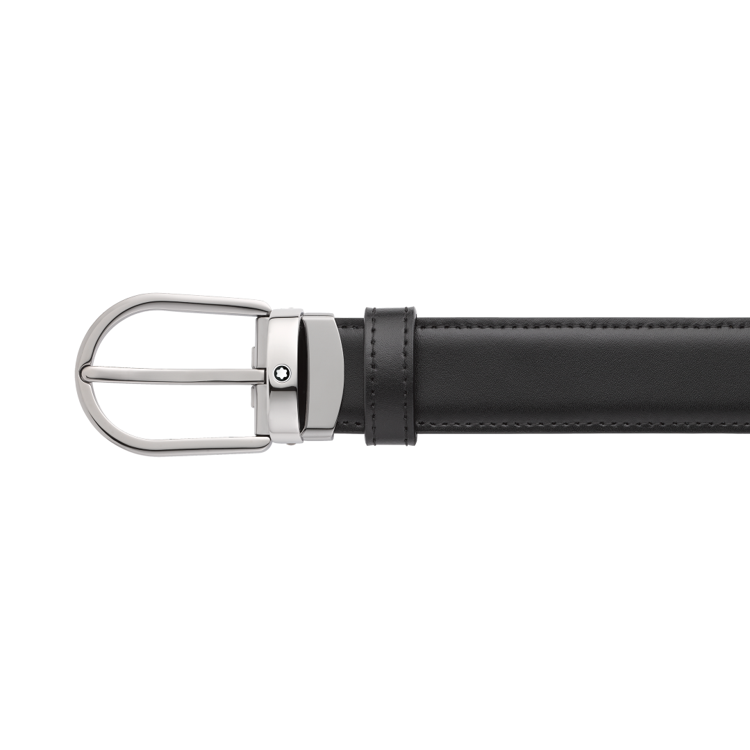 马蹄形带扣黑色/棕色双面皮带（30毫米）