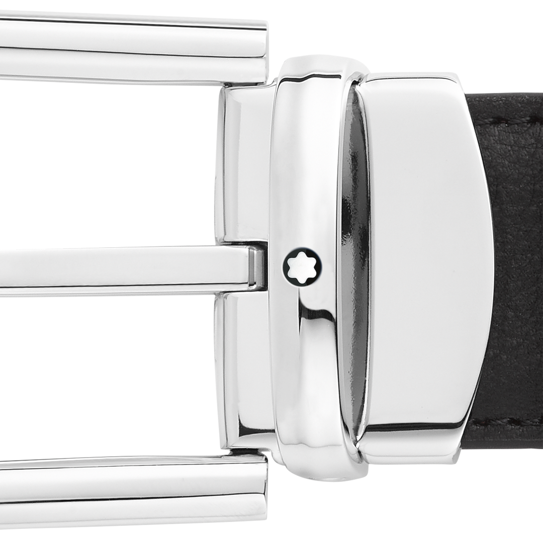 马蹄形带扣黑色/蓝色双面皮带（30毫米）