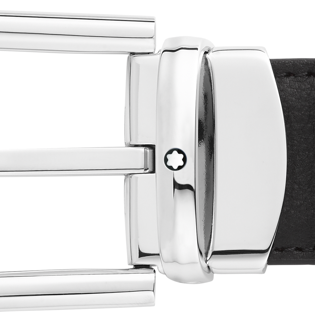 马蹄形带扣黑色/棕色双面皮带（30毫米）