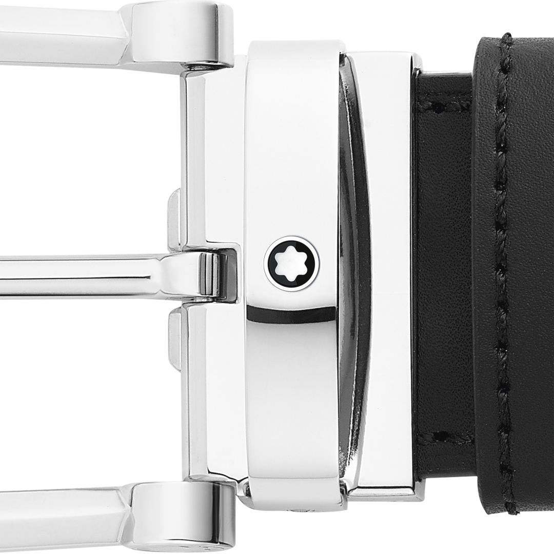 马蹄形带扣黑色/蓝色双面皮带(35毫米)