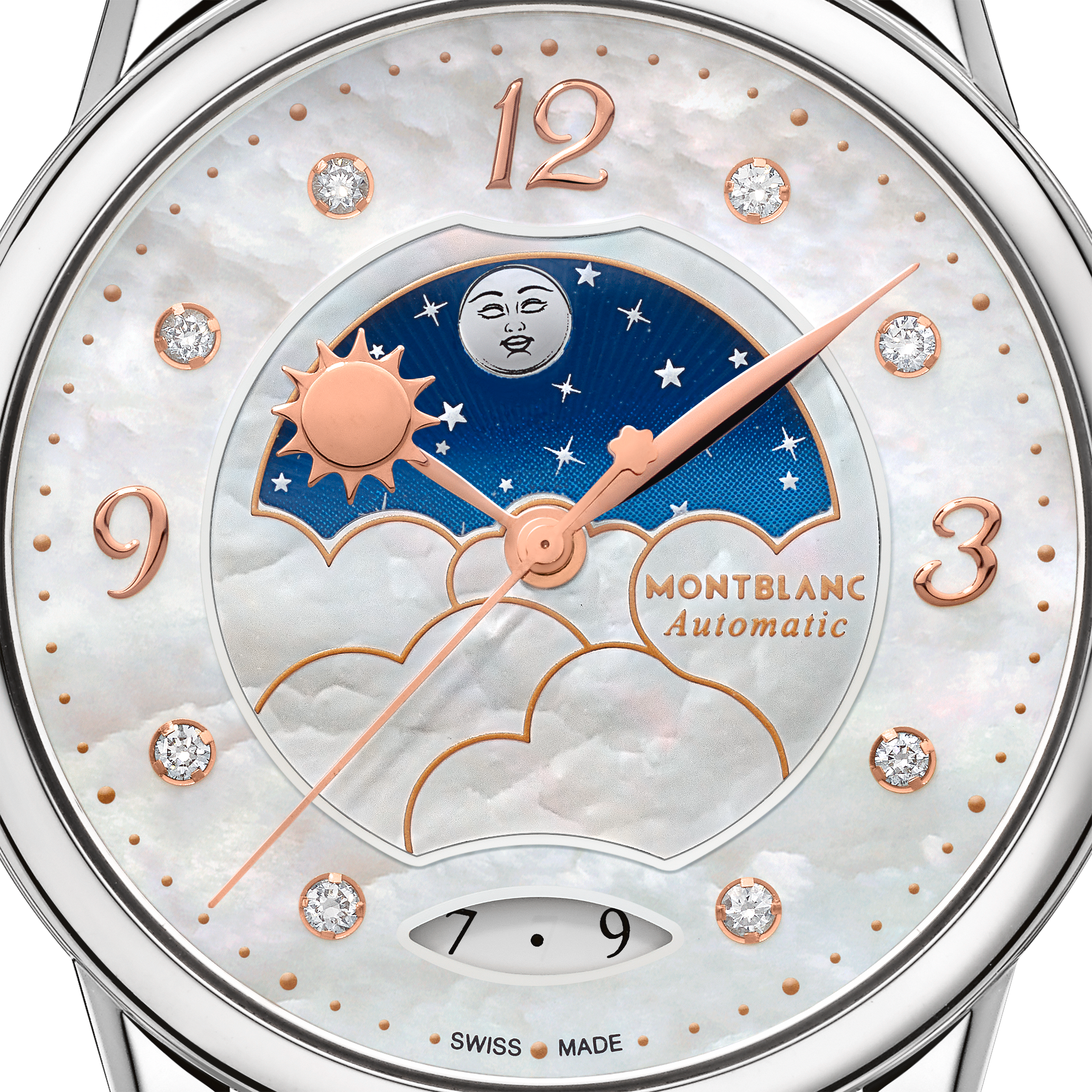 万宝龙宝曦系列昼夜显示腕表 34毫米（珠光蓝表带）