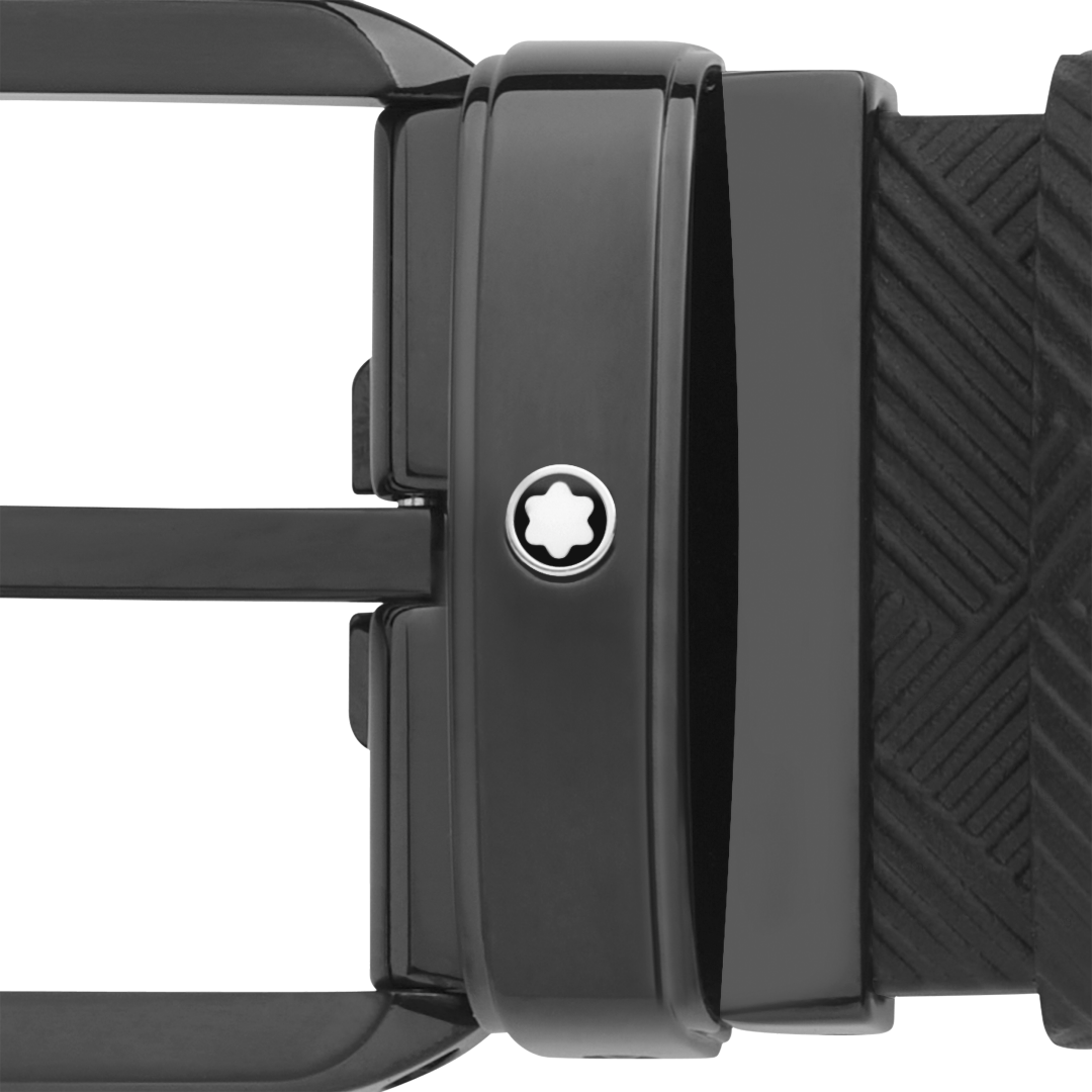 万宝龙风尚3.0系列矩形圆边带扣黑色双面腰带