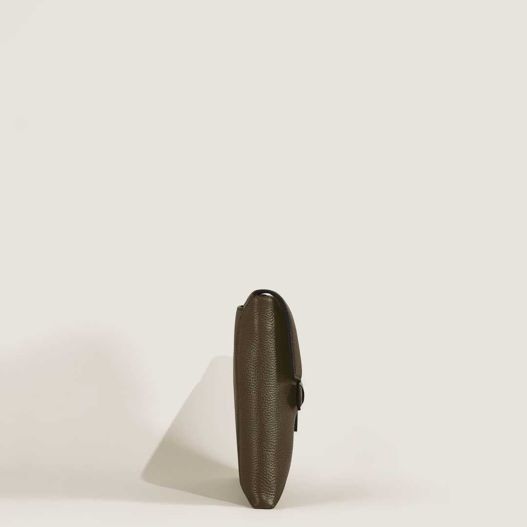 粒纹大号信封手袋 卡其绿