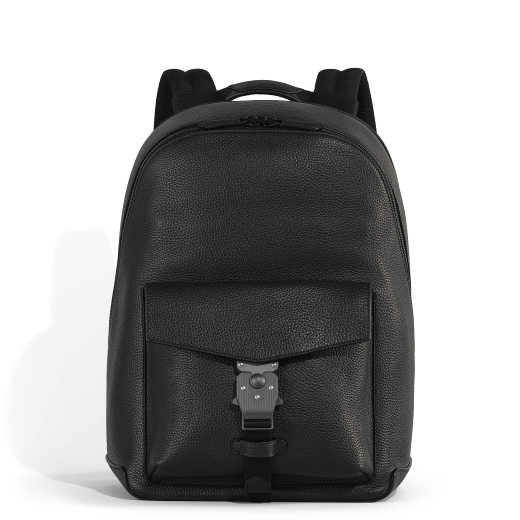 粒纹M扣双肩包 经典黑