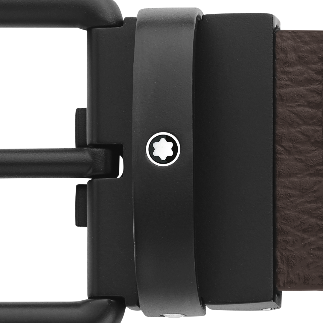 万宝龙方形带扣黑色棕色腰带 35毫米