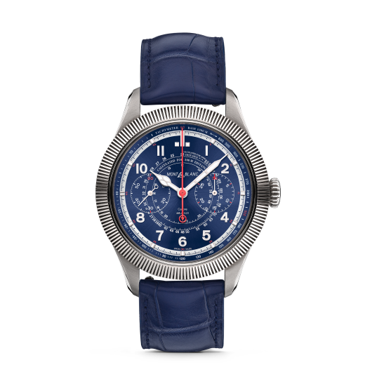 全新万宝龙1858系列美耐华旋转坑纹表圈计时腕表 午夜蓝限量款（全球100枚）