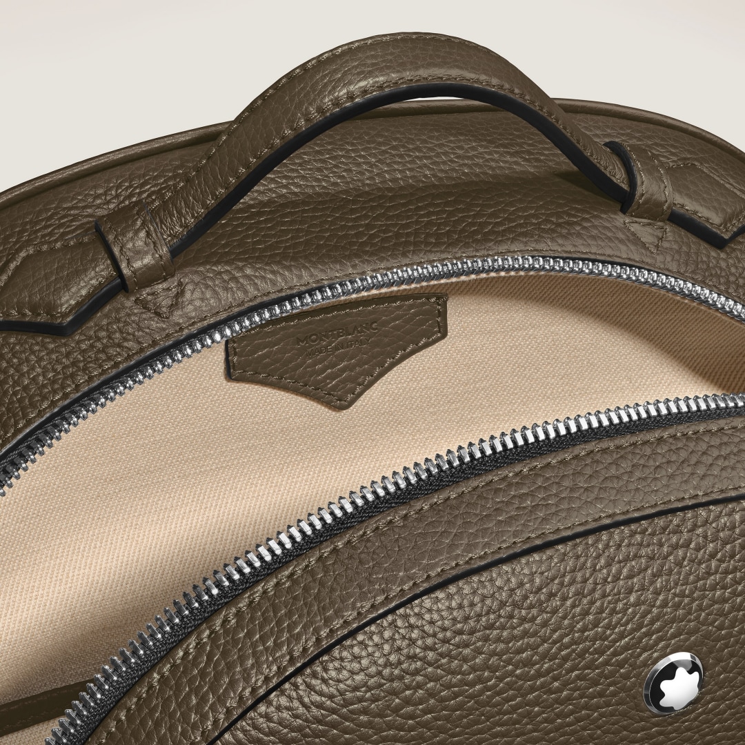 粒纹双肩包 卡其绿