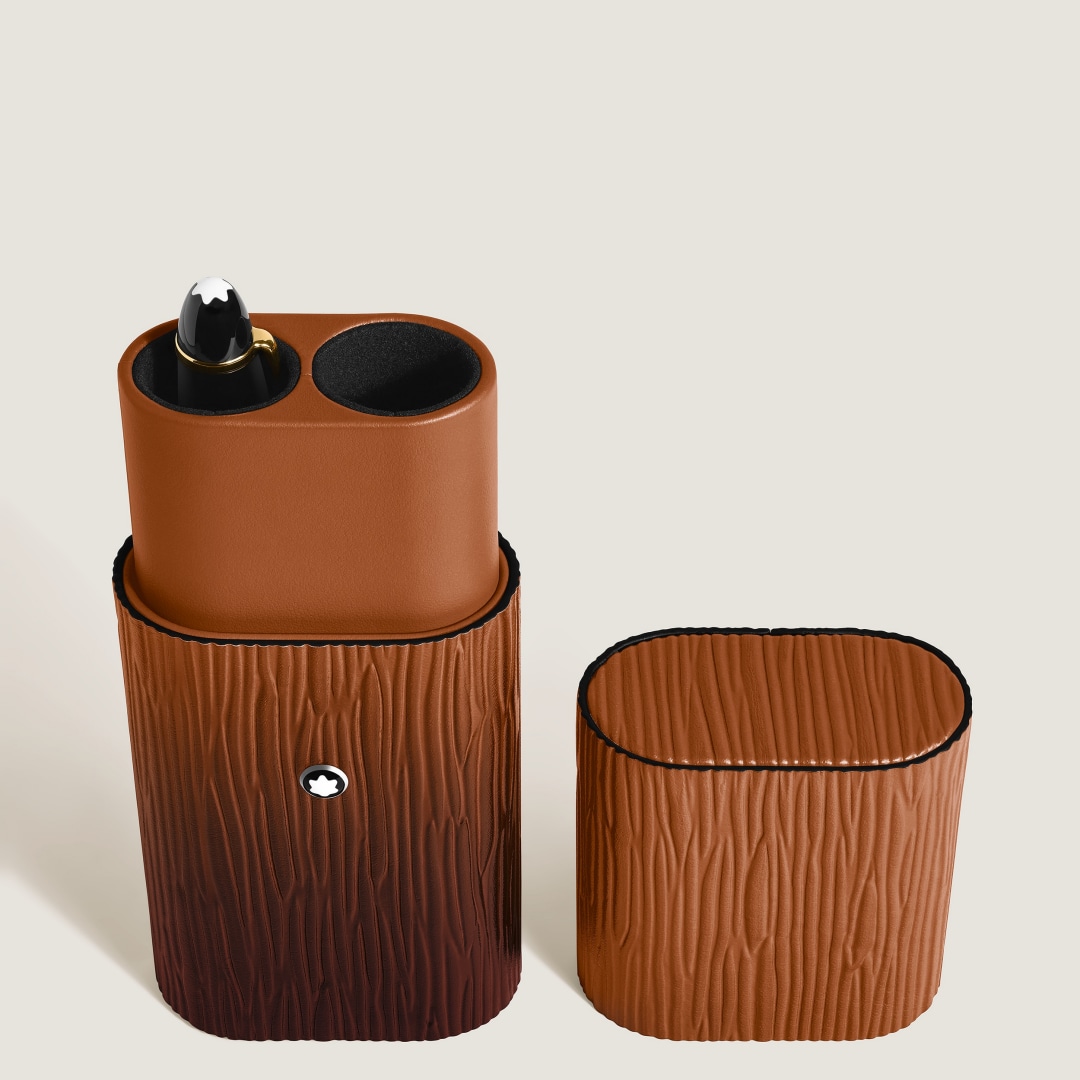 树纹墨韵皮质2支装笔袋