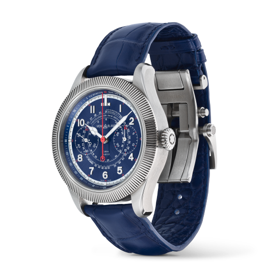 全新万宝龙1858系列美耐华旋转坑纹表圈计时腕表 午夜蓝限量款（全球100枚）