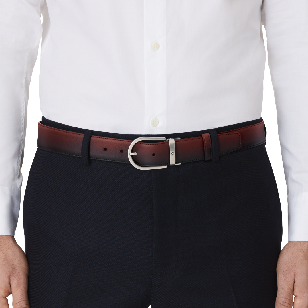 万宝龙马蹄形带扣墨韵勃艮第红腰带 35毫米