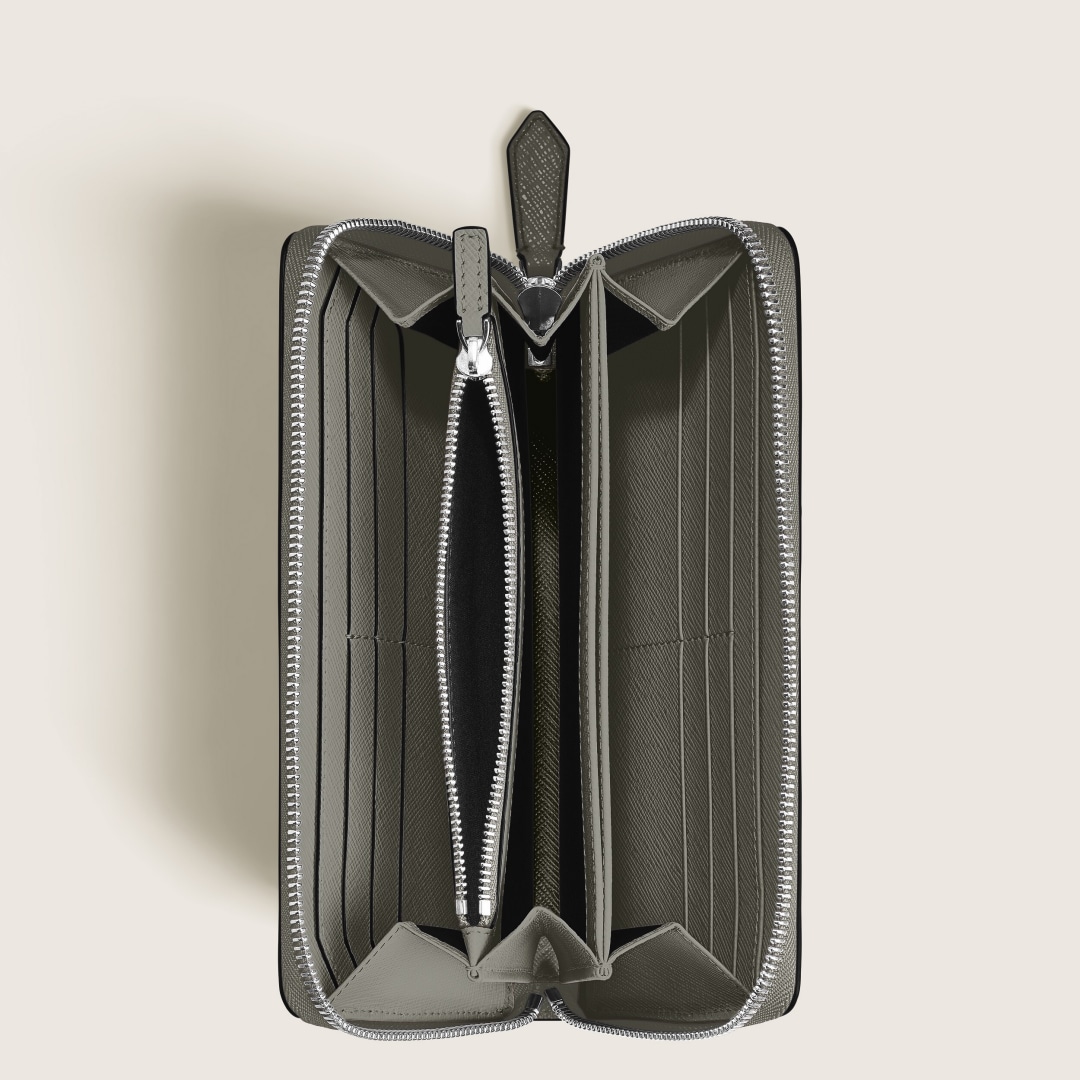 匠心系列12卡位拉链钱夹 典雅灰