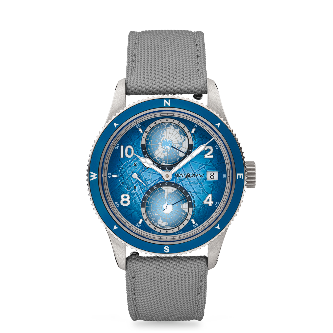 万宝龙1858系列南北半球世界时无氧腕表 南极探险限量款 （全球1990枚）