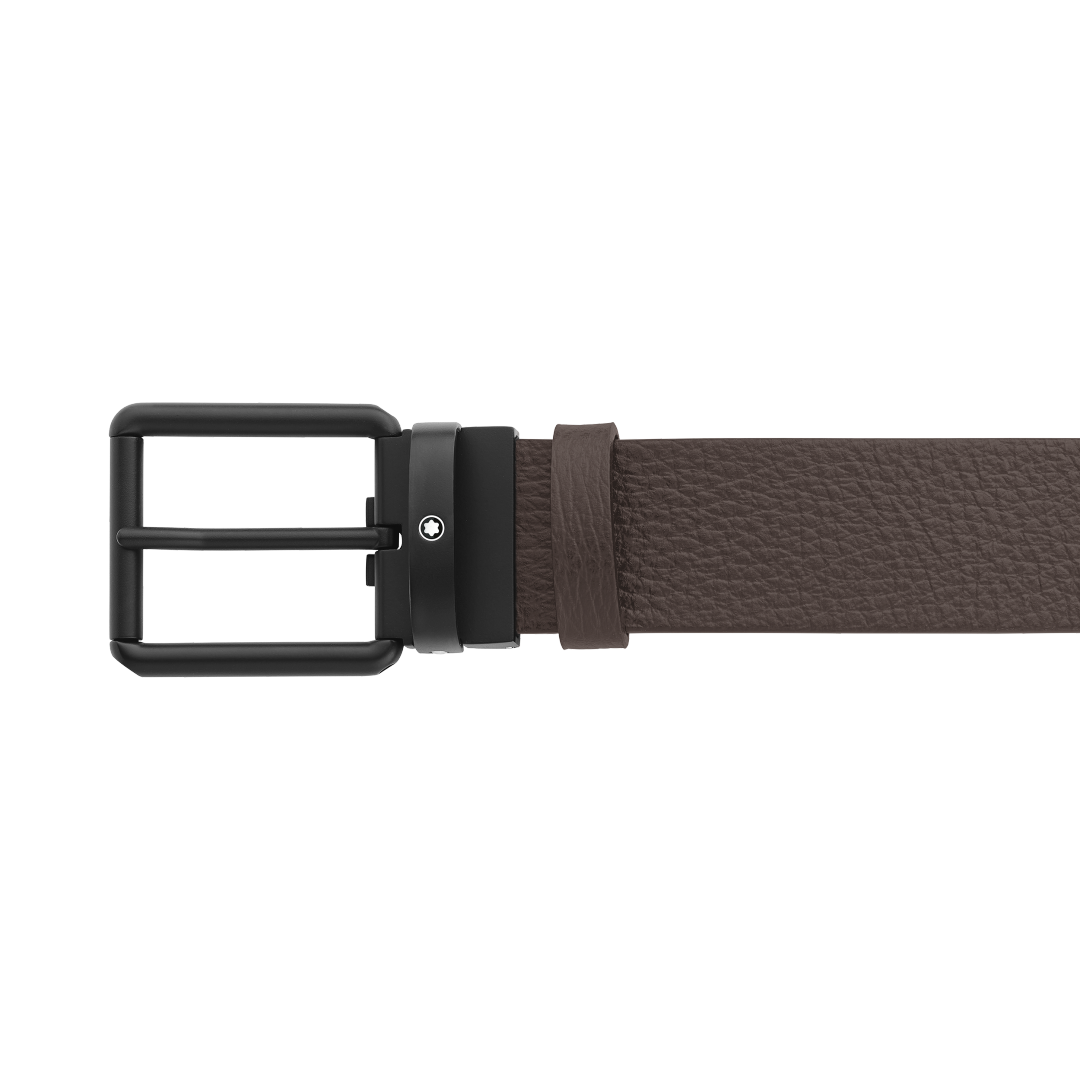万宝龙方形带扣黑色棕色腰带 35毫米