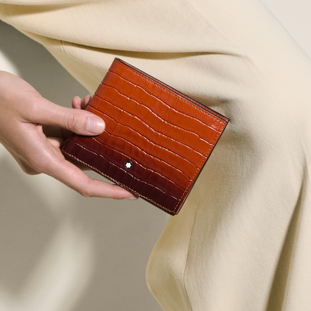 典藏特别款墨韵8卡位钱夹 金橘红