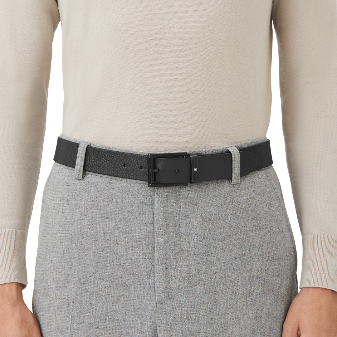 万宝龙方形带扣黑色蓝色腰带 35毫米