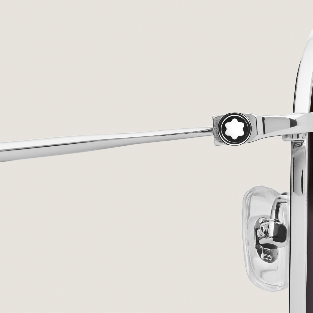 银色钛金属镜框方形太阳镜