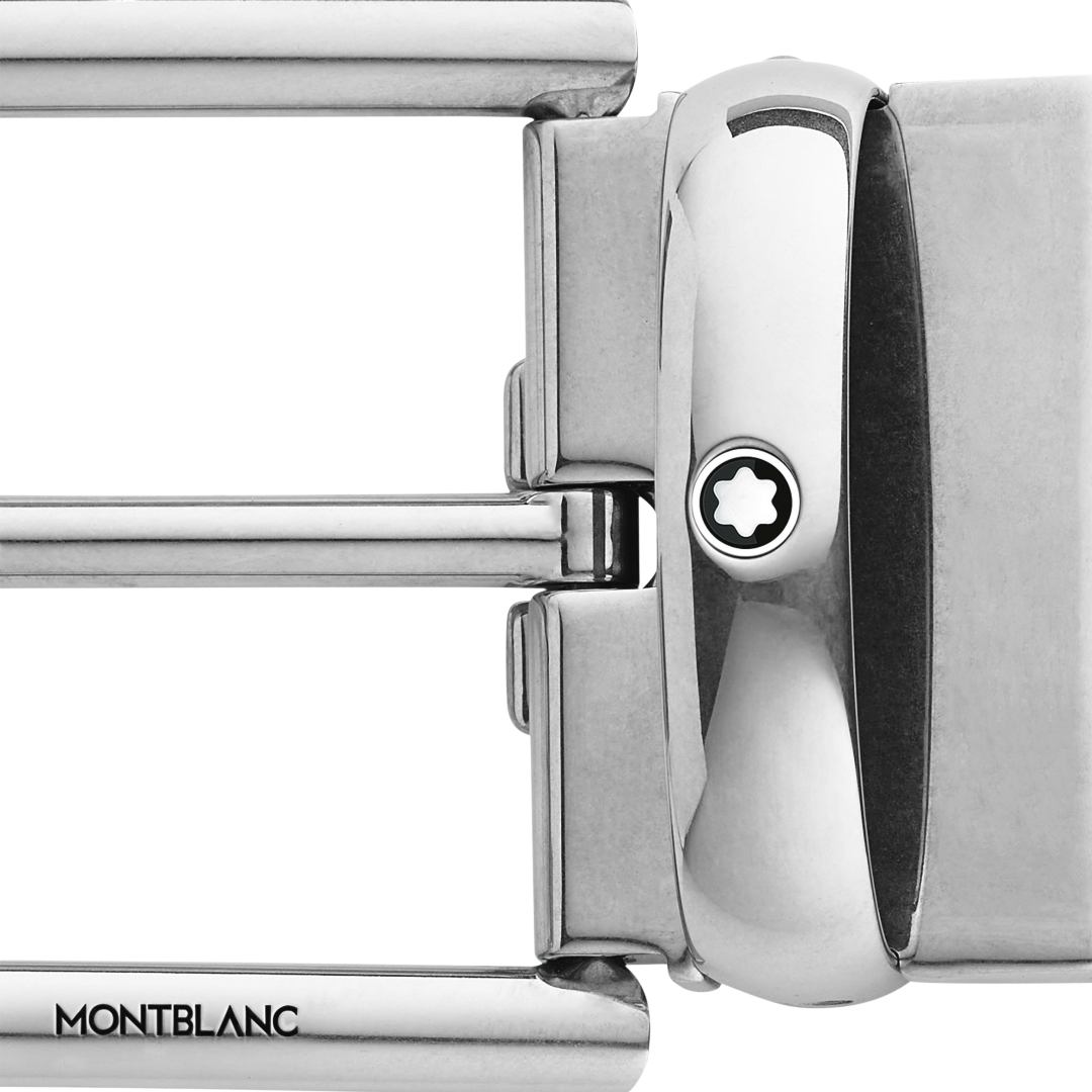 万宝龙方形带扣棕褐色/灰色双面腰带（35毫米）