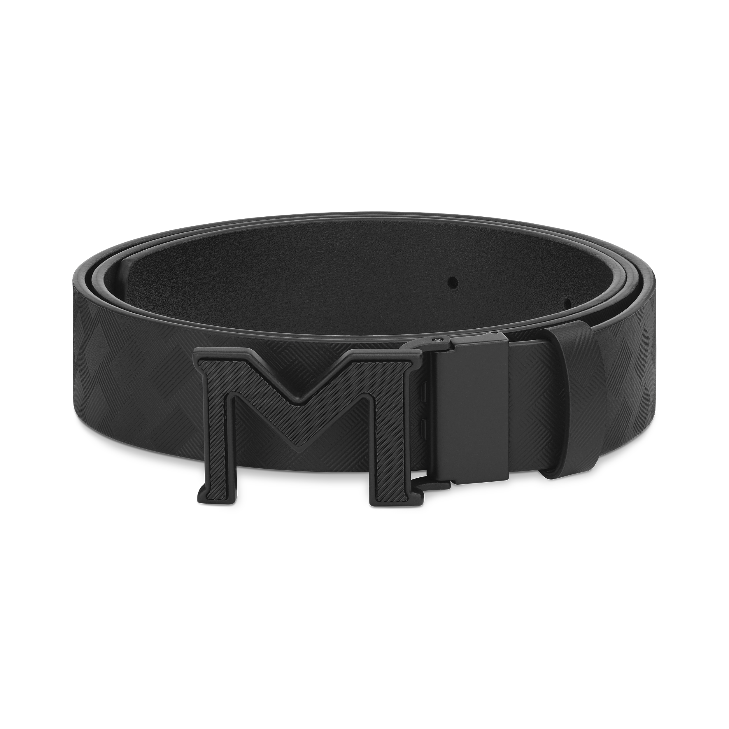 万宝龙风尚3.0系列M扣黑色/光面黑色双面皮带（35毫米）