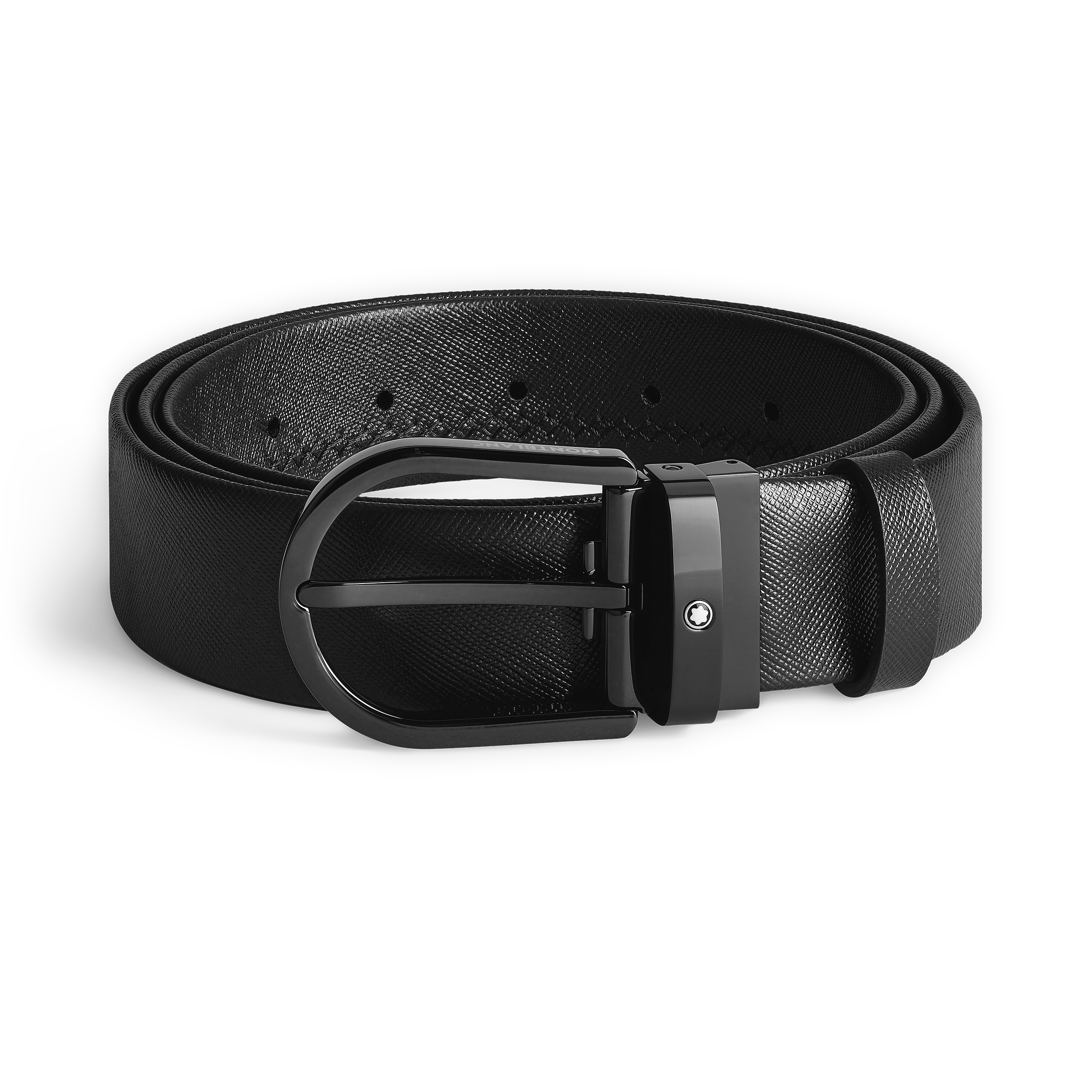 马蹄形带扣经典黑腰带 35毫米
