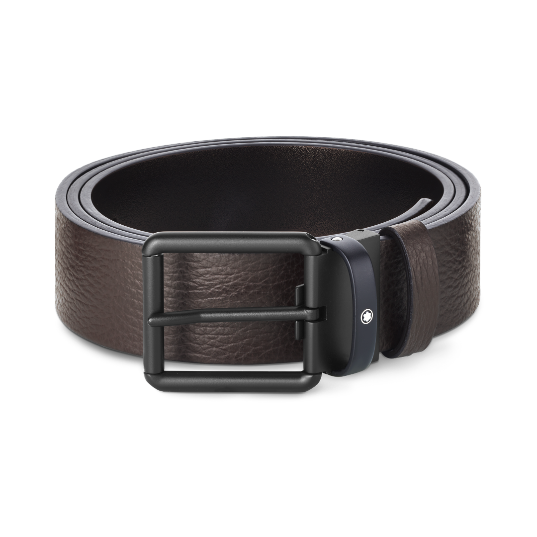 万宝龙方形带扣黑色棕色腰带 35毫米