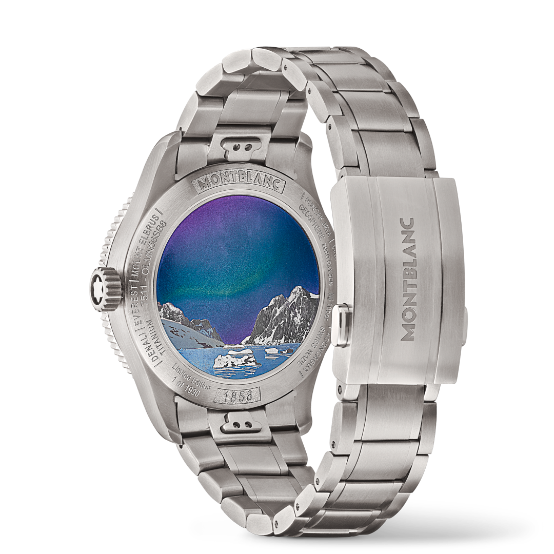 万宝龙1858系列南北半球世界时无氧腕表 南极探险限量款 （全球1990枚）