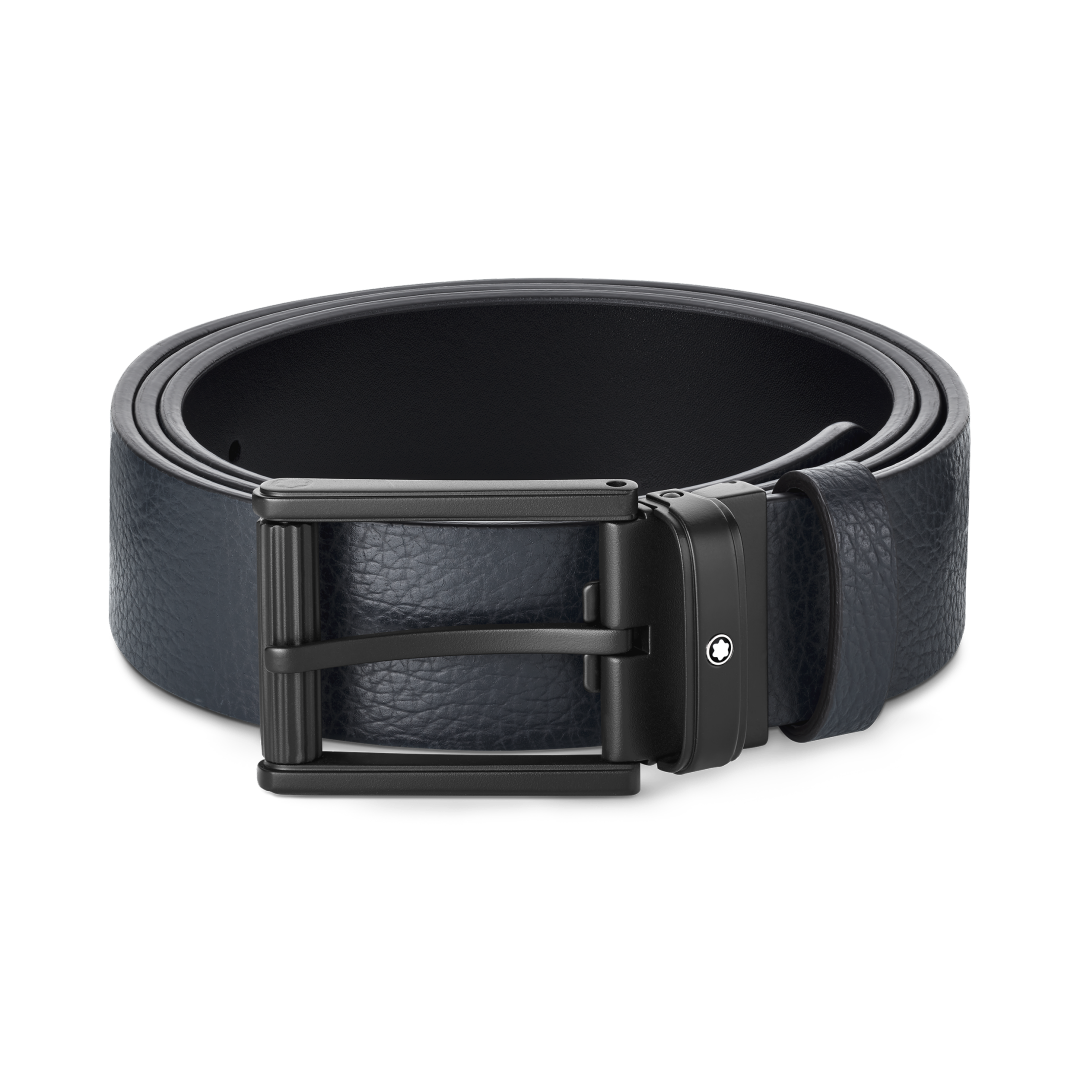 万宝龙方形带扣黑色蓝色腰带 35毫米