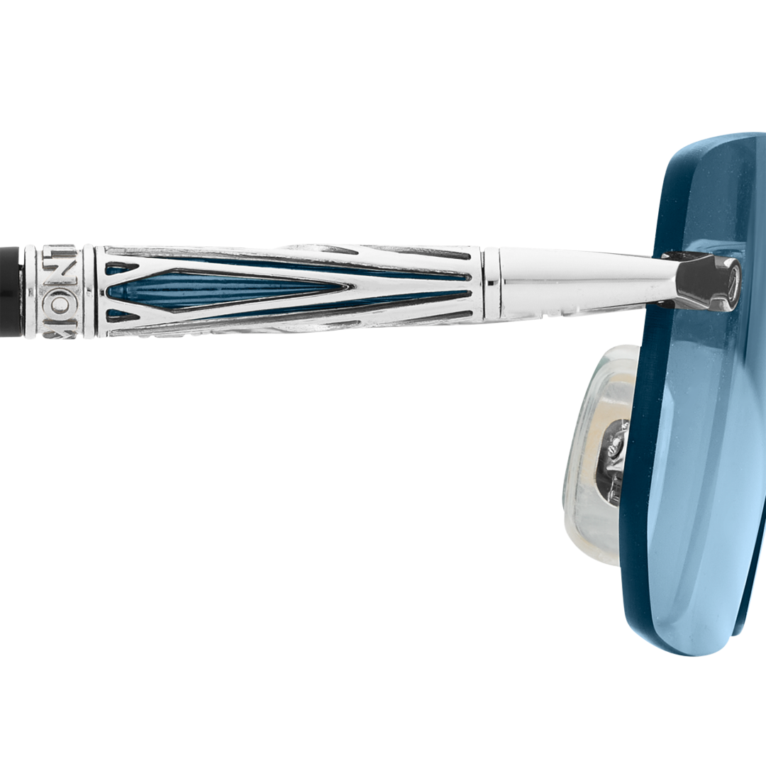 银色金属镜框矩形太阳镜