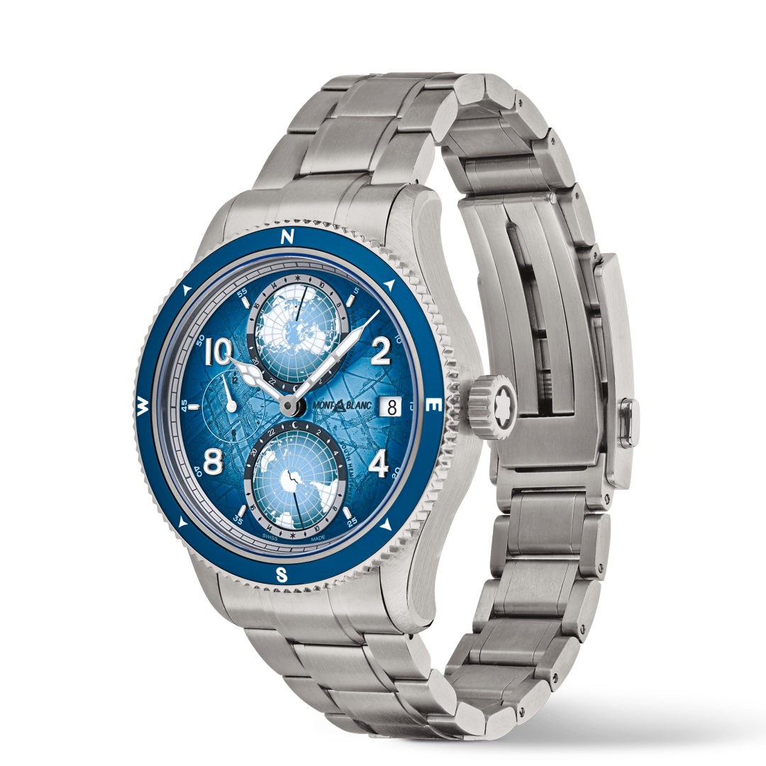 万宝龙1858系列南北半球世界时无氧腕表 南极探险限量款 （全球1990枚）