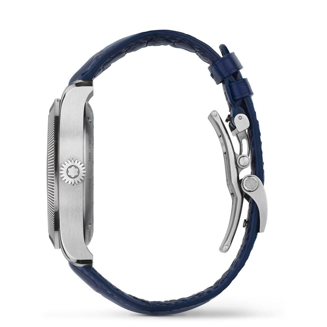 全新万宝龙1858系列美耐华旋转坑纹表圈计时腕表 午夜蓝限量款（全球100枚）