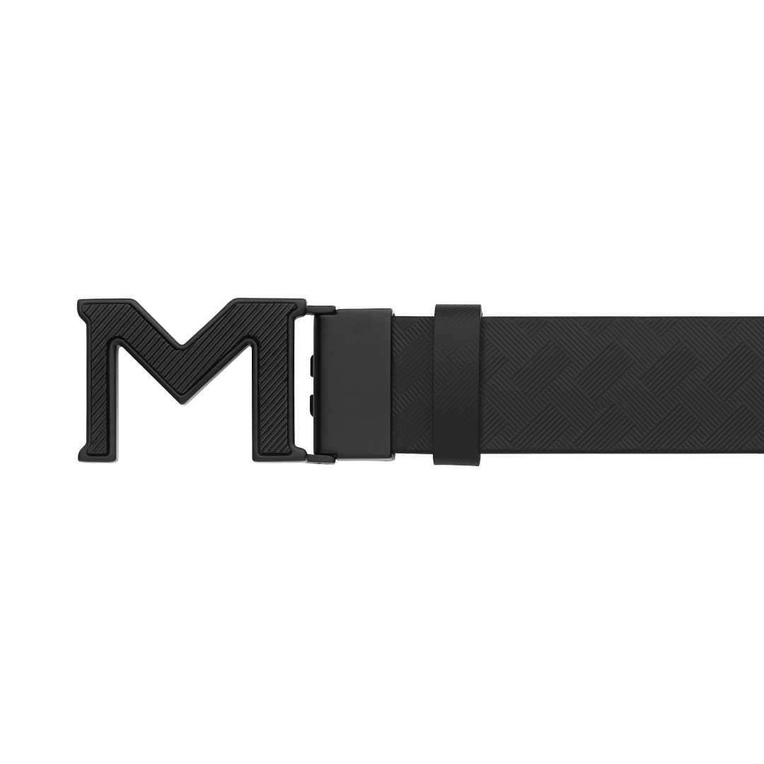 万宝龙风尚3.0系列M扣黑色/光面黑色双面皮带（35毫米）