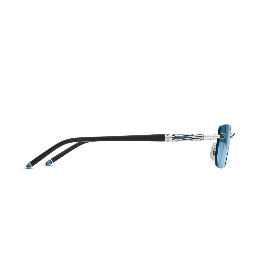 银色金属镜框矩形太阳镜