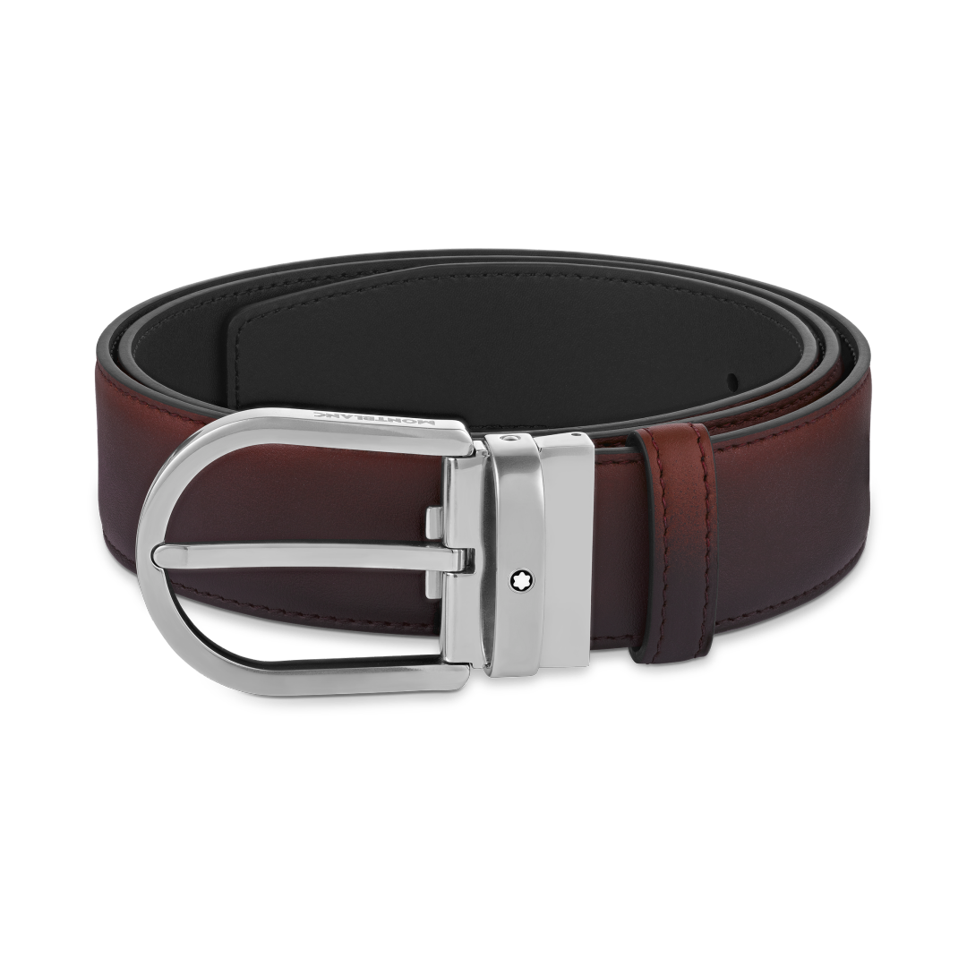 万宝龙马蹄形带扣墨韵勃艮第红腰带 35毫米